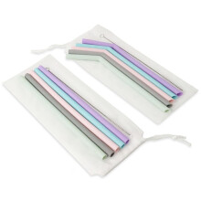 10 Piece Silicone Straw Set With Straight And Bent Straws Plus Cleaning Brush