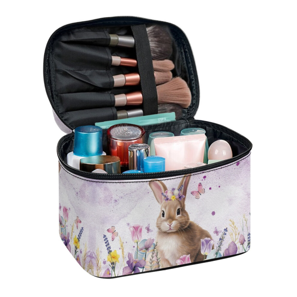 Rabbit Cosmetic Travel Bag with Brush Slots Polyester With Brush Storage Portable