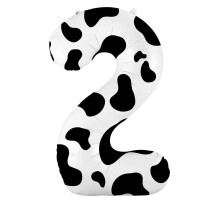 40" Cow Print Number Balloons – Foil Mylar, First Birthday Decor, Cowboy/Cowgirl Farm Theme, Compatible with Standard Balloon Pumps