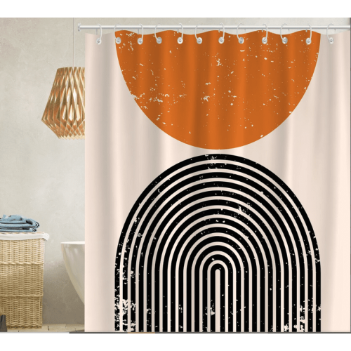 Κουρτίνα ντους Blingpainting Mid-Century Abstract Boho Arch – Μπεζ Γεωμετρική Τέχνη, Μινιμαλιστικό