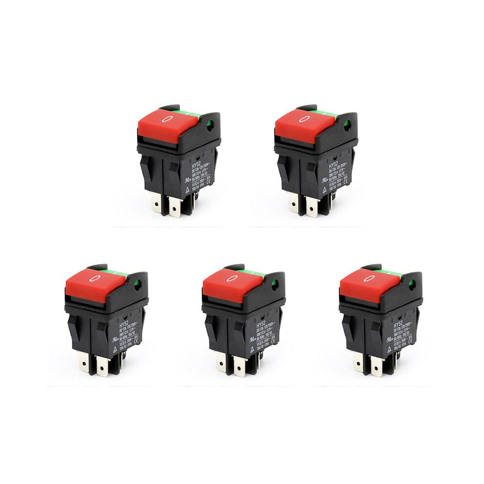 5X Industrial Electric Push Button Switches,Hy52 Push Button For Mechanical Device 4 Pins With 125/250 V Light 4713096805959