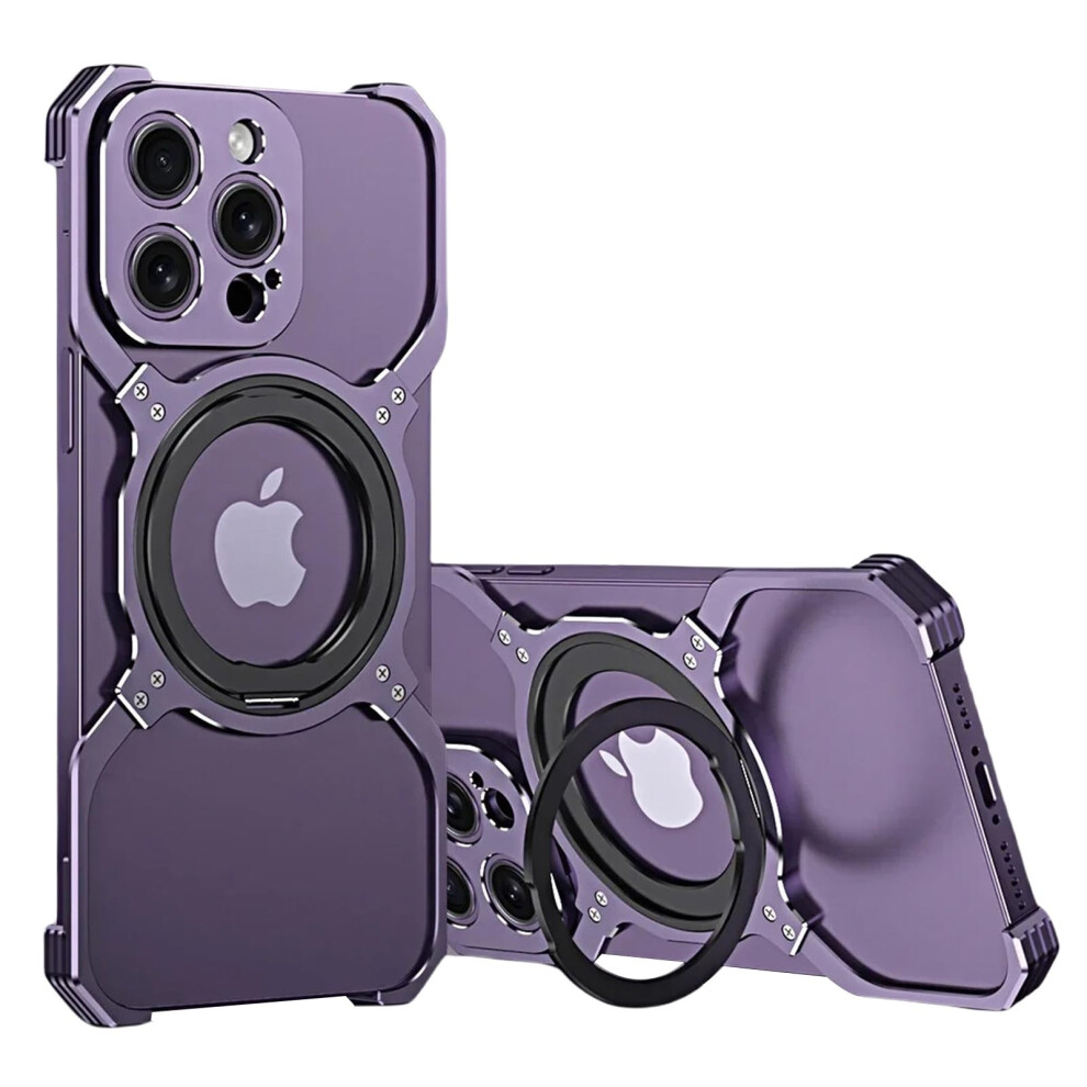 Magsafe Compatible Case For Iphone 14 Pro Max With 360 Rotation Metal Kickstand, Slim Heat Dissipation Design, Purple 9073542211921
