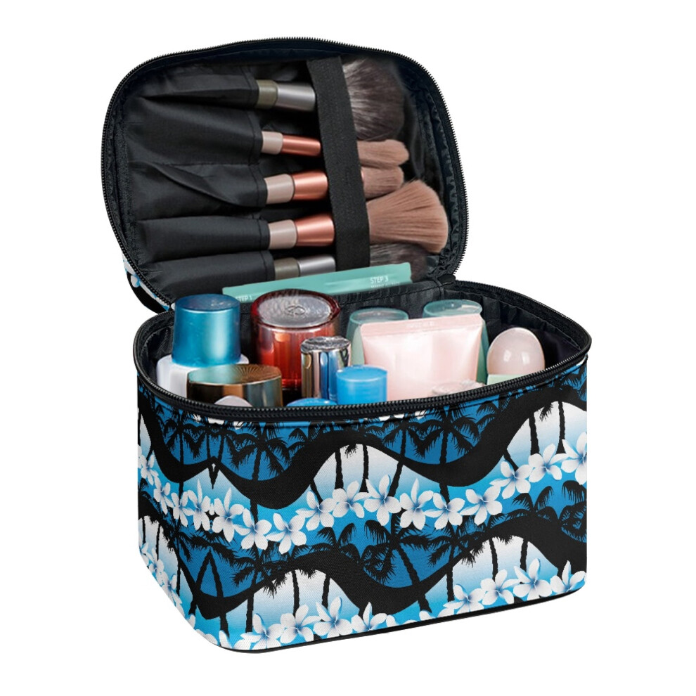 Makeup Brush Bag Polyester 8.86 x 6.5 x 5.9 Inches Space-Efficient Gift Coconut Tree Floral Pattern