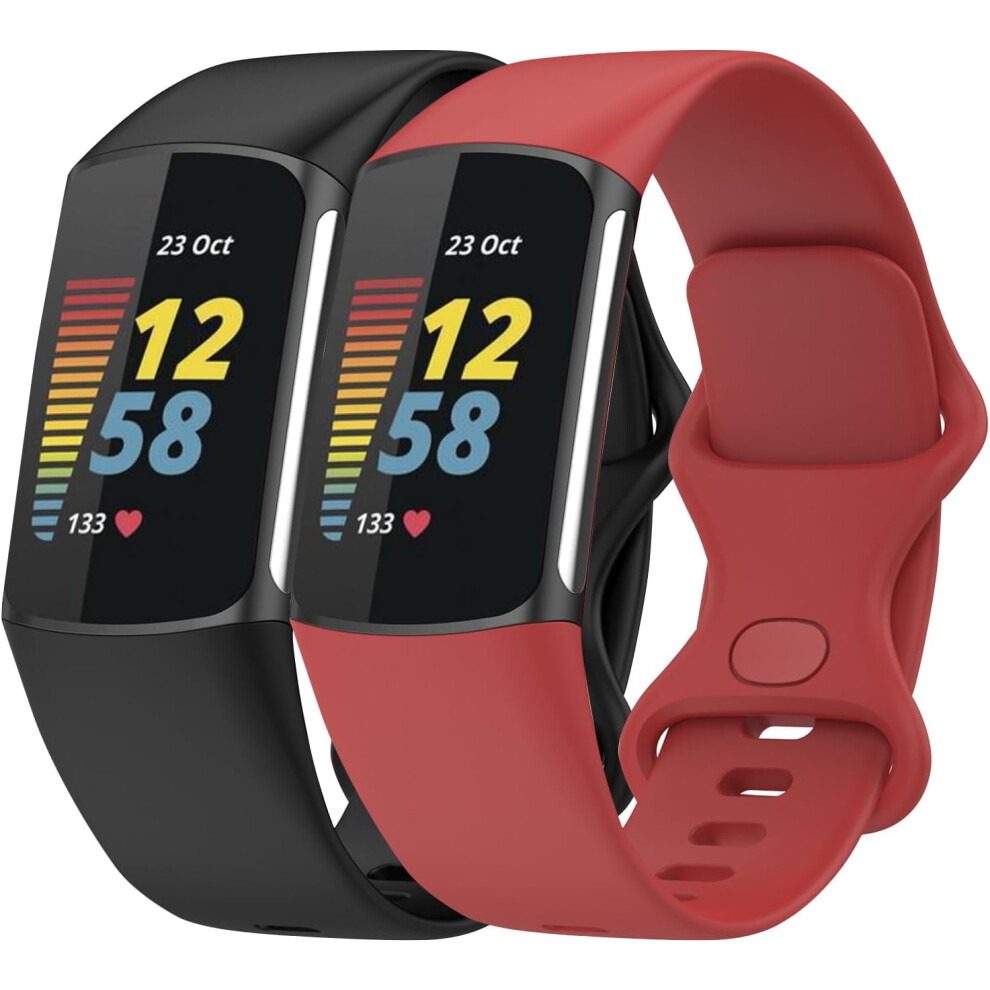 2 Pack Compatible With Fitbit Charge 6 Bands For Women Men, Soft Silicone Replacement Band For Compatible With Fitbit Charge 6 Charge 5 Smartwatch 9479868060470