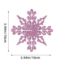12 pcs Christmas Snowflake Ornaments Pink Glitter Plastic Snow Flakes Ornaments for Winter Wonderland Christmas Tree Decorations