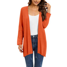 Cardigã feminino iOPQO vermelho de tricô leve, com frente aberta – combina com todos os looks casuais.