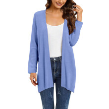 iOPQO Damen-Cardigan, leicht, offen, langärmlig, Blau, Größe XXL – Passt zu Herbstgarderoben