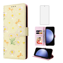 Wallet Case with Card Holder and Wrist Strap, Flip Cover with Screen Protector for Samsung Galaxy S23 FE