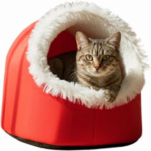 Winter Warm Pet Cave Bed for Cats & Small Dogs, Plush Enclosed Nest with Removable Cushion & Non-Slip Bottom – Compatible with 2026