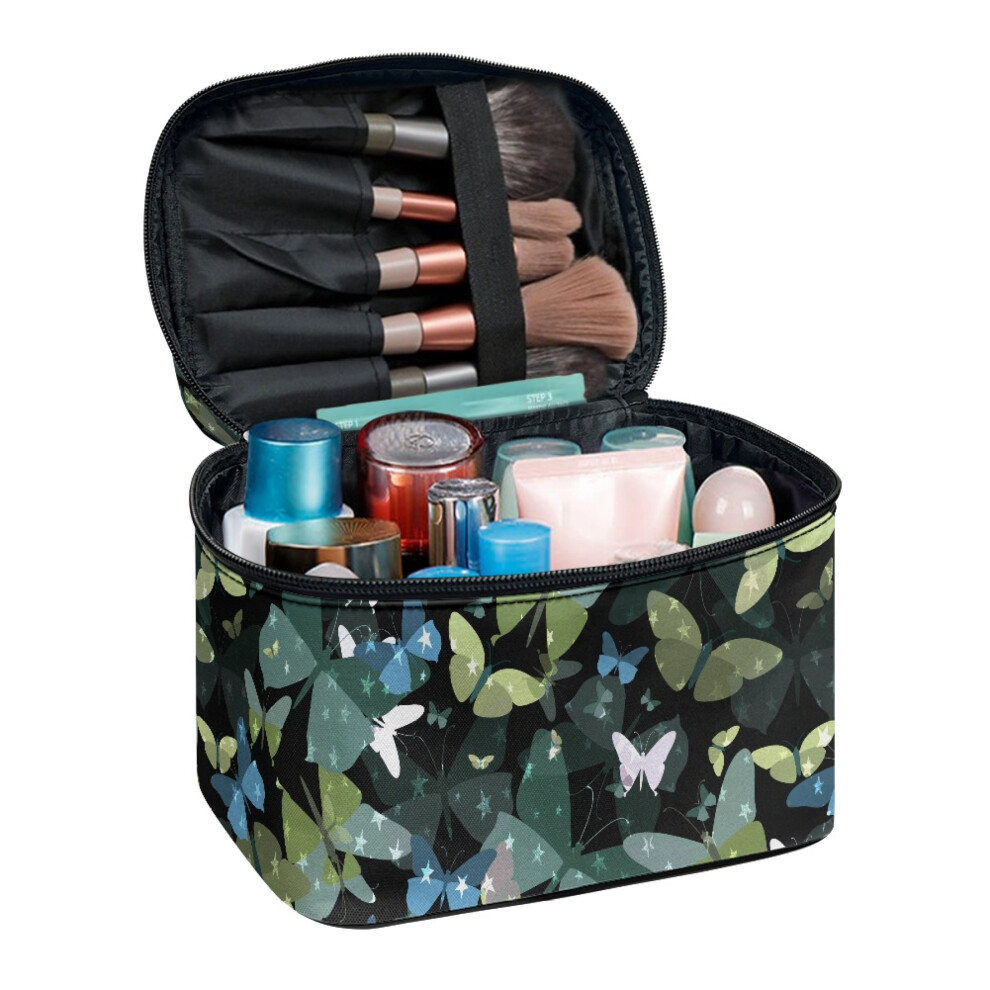 8.86 x 6.5 x 5.9 Inches Portable Makeup Beauty Bag Carry-on Travel Essentials Travel Makeup Bag Colorful Butterflies