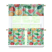 Fruit 3-Piece Kitchen Curtains Set Kitchen Curtains Sets with Valance for Windows Rod Pocket Machine Washable Kitchen Decor(54"x18"+2x27.5"x24")