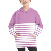 Hettegenser til jenter med letthet, genser med fargeblokker og striper, høstmote for jenter, rosa genser til jenter, størrelse 4-5 år