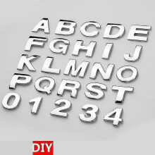 (Silver45MMH H) Car Styling 25mm/45mm 3d Diy Letters Alphabet Emblem Chrome Car Stickers Decoration Car Stickers Logo Automobiles Car Accessorie