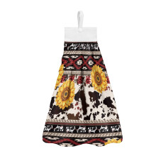 Southwest Aztec Hand Towels with Hanging Loops, Sunflower Design, Set of 3, Washable & Highly Absorbent – Compatible with Bathroom & Kitchen