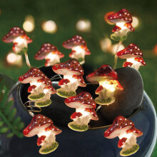 Morttic 30 LED Mushroom String Lights Battery Powered Fairy String Lights for Halloween Christmas Wedding Indoor Bedroom Decoration