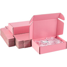 30-Pack Pink Shipping Boxes 6x4x1.6", Sturdy Cardboard Mailers for Small Business, Candle Packaging, Double-Sided Pink
