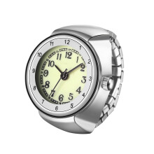 Unisex vingerringhorloge, retro gouden rekbare elastische band, ronde wijzerplaat, quartz analoog, lichtgewicht, origineel horloge voor heren en dames