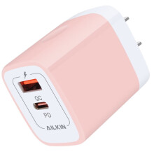 20W USB-C PD-väggladdare, QC3.0 Dubbel USB-snabbladdningsadapter – Rosa, kompatibel med USB-C-enheter