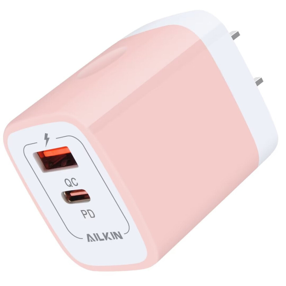 20W Usb-C Pd Wall Charger Block, Qc3.0 Dual Usb Fast Charging Adapter Â Compatible With Usb-C Devices Pink 9028731003993