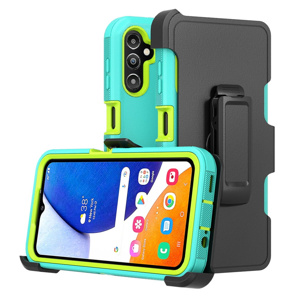 Tashhar Compatible With Samsung Galaxy A15 5G Case: Military-Grade 3-In-1 Shockproof Armor With Belt Clip Holster Â + Green/Yellow 9028731004174