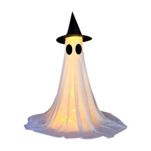 DAMAI Telescopic Ghost Prop with Remote-Controlled String Lights – Spooky Halloween Decor for Indoor/Outdoor Use, Compatible with Porches, Yards,