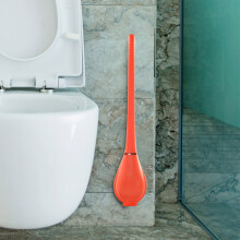 Flexible Silicone Toilet Brush & Holder Set, Wall-Mounted, with Dispenser – Compatible with Standard Fixtures