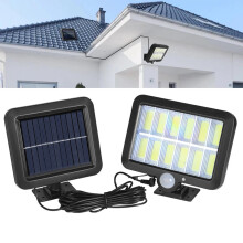 Napelemes mozgásérzékelős lámpa külön panellel, 3 üzemmód, 120 COB LED, 16,4 láb hosszú kábel, vízálló – kültéri