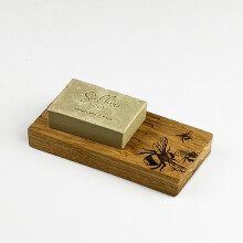 The Just Slate Company Bee Oak Soap Dish & Soap Set