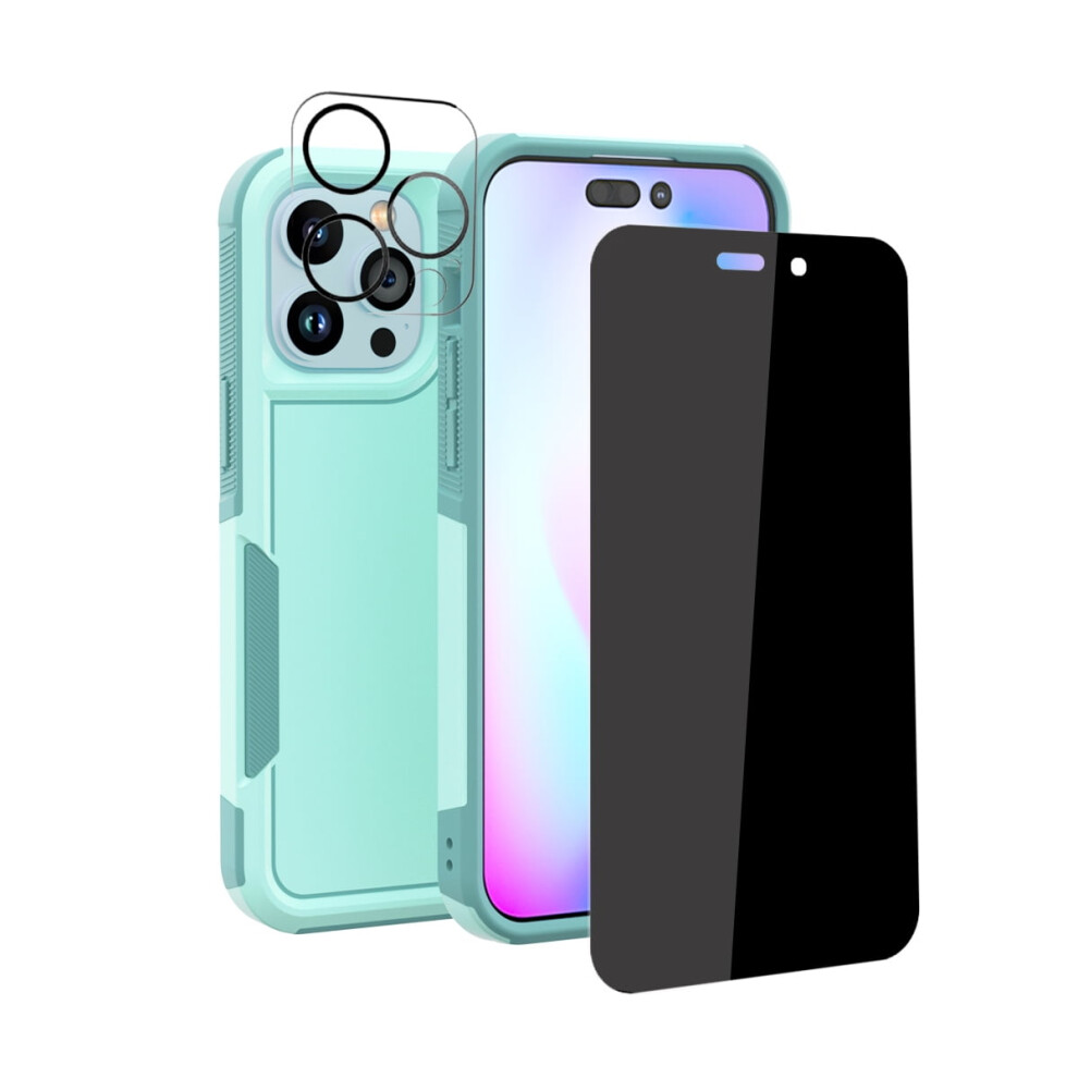 Iphone 14 Plus Case With Anti-Spy Screen Protector + Camera Lens Protector, Shockproof Full Coverage Â Green 9028731004730