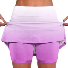 Summer Shorts Skirts for Women Gradient Mid-waist Sports Skirts Swimsuit Bottom, Size S-4XL