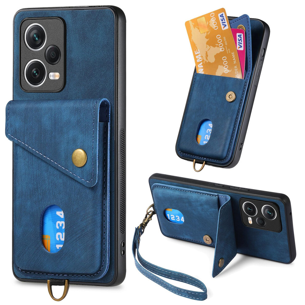 Case For Xiaomi Poco F5 5G And Redmi Note 12 Turbo Wallet Card Holder Pu Leather Flip Cover With Magnetic Kickstand Blue 9092120218480