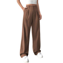 Dames Werkbroek met Hoge Taille, Zakelijke Casual Outfit, Kantoorbroek met Zakken Kameelkleur S