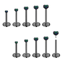 8-10 db-os rozsdamentes acél labret ajakkarikák karom CZ menet nélküli fülbevaló helix piercing - karom (fekete-0,8 mm-es-10 db)
