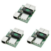 3X Industrial-Grade Min Three-Port 1000M Gigabit RJ45 Standard Port Network Module 5V-12V