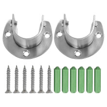 2pcs Closet Pole Socket Stainless Steel Durable U Shaped Flange Rod Holder Home