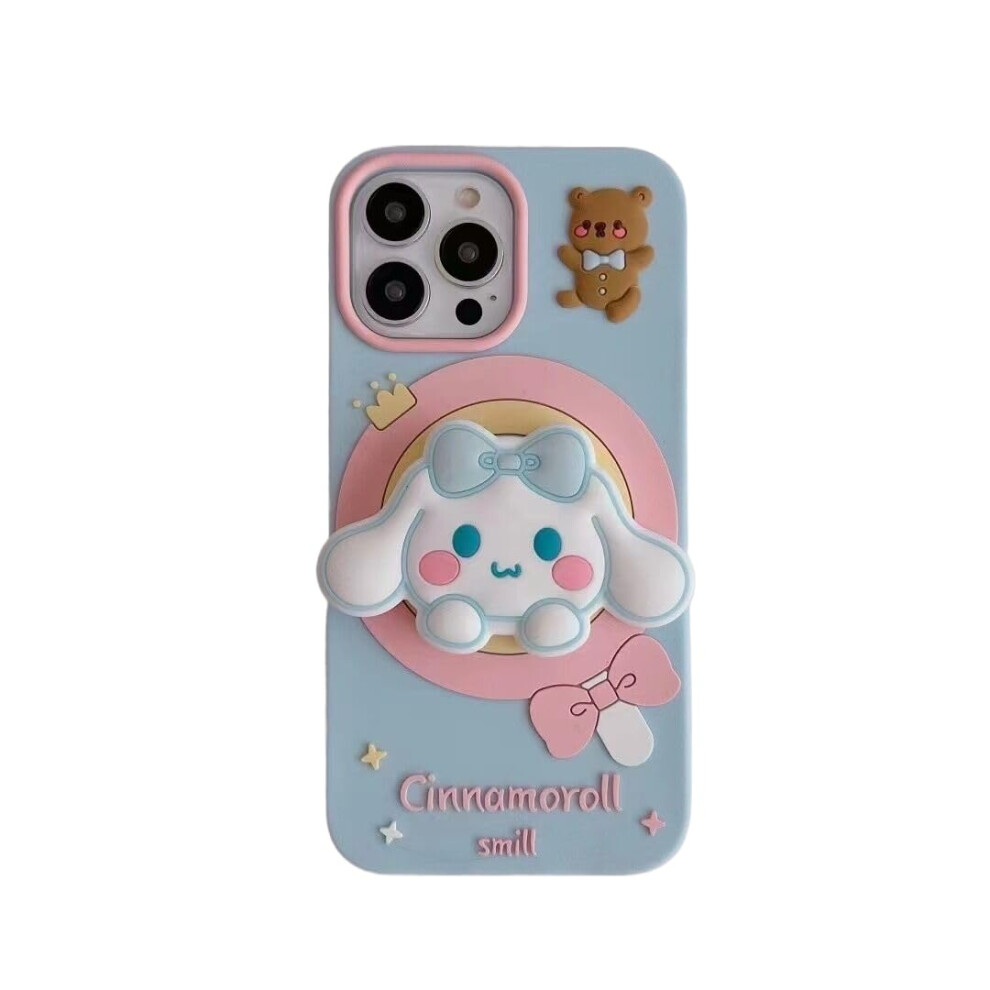 Silicone Case Shockproof Soft 3D Cartoon Cover With Foldable Stand For Iphone 14 White 9092120219906