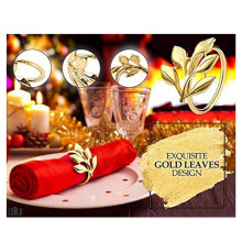 160Pcs Gold Leaf Napkin Rings - Gold Napkin Ring for Table Napkins - Holiday Napkin Rings Fall Napkin Rings for Party