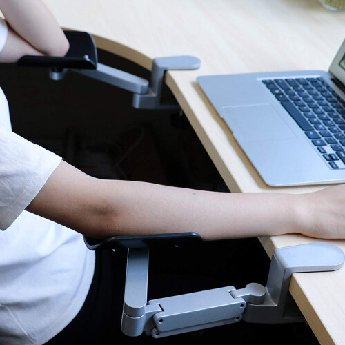 Adjustable Desk Extension Board, Ergonomic Arm Rest Support, Height Adjustable 12 cm, Silver 2