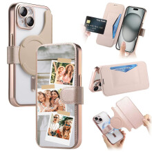 Wallet Leather Case for MagSafe iPhone 17 Pro Max, Custom Photo Collage, RFID Blocking, 2 in 1 Flip Cover