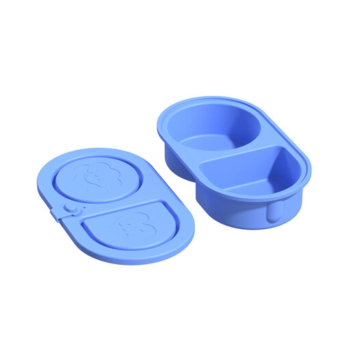 Convenient 2 Section Seasoning Case Snacks Container For-Blue