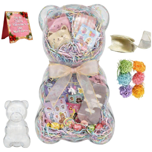 Large Plastic Bear Container Candy Holder Including-Clear