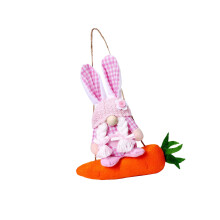Plush Cotton Hare Carrot Doll Easter Decoration For-Plaidwomen