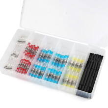 250pcs Heat Shrink Terminal, 4 Sizes Heat Shrink Sleeve Connector, Waterproof Solder Connector for Auto Motorcycle, Wire Shrink Sleeving with Convenie