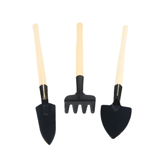 3Pcs Mini Black Horticulture Tool Set Bamboo Garden Kit for Easy Use 1