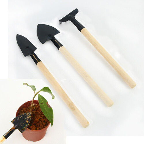 3Pcs Mini Black Horticulture Tool Set Bamboo Garden Kit for Easy Use 2