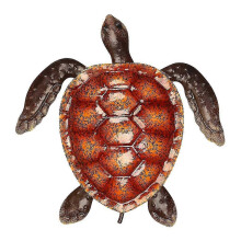 (Red L) Exquisite Tortoise Wall Art Animal Statue Figurines Garden Patio Fence Gift Red L