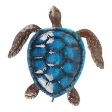 (Blue L) Exquisite Tortoise Wall Art Animal Statue Figurines Garden Patio Fence Gift Red L