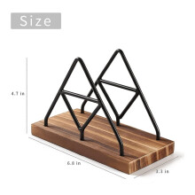 8X Armazenamento de Guardanapos de Madeira, Porta-Guardanapos de Mesa com Fio de Metal Preto para Decoração de Cozinha de Restaurante de Jantar em