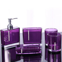 5 Piece Solid Print Plastic Bath Accessories Set,