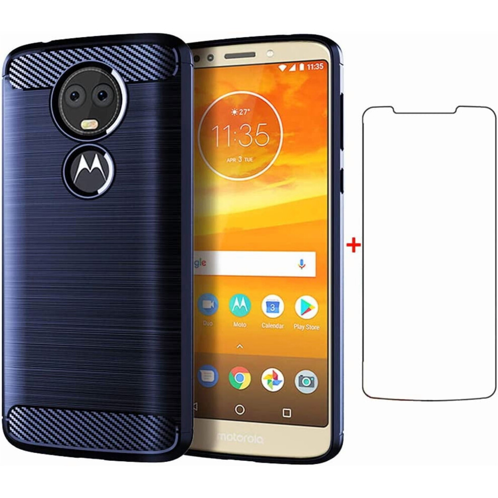 Slim Carbon Fiber Phone Case With Screen Protector For Moto E5 Plus Â Compatible With Motorola E5+ / E5 Supra / 5E 9028731075495